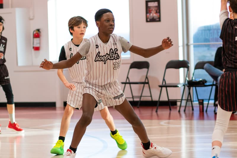 Players competing in a fast small-sided game at HoopLife in Regina