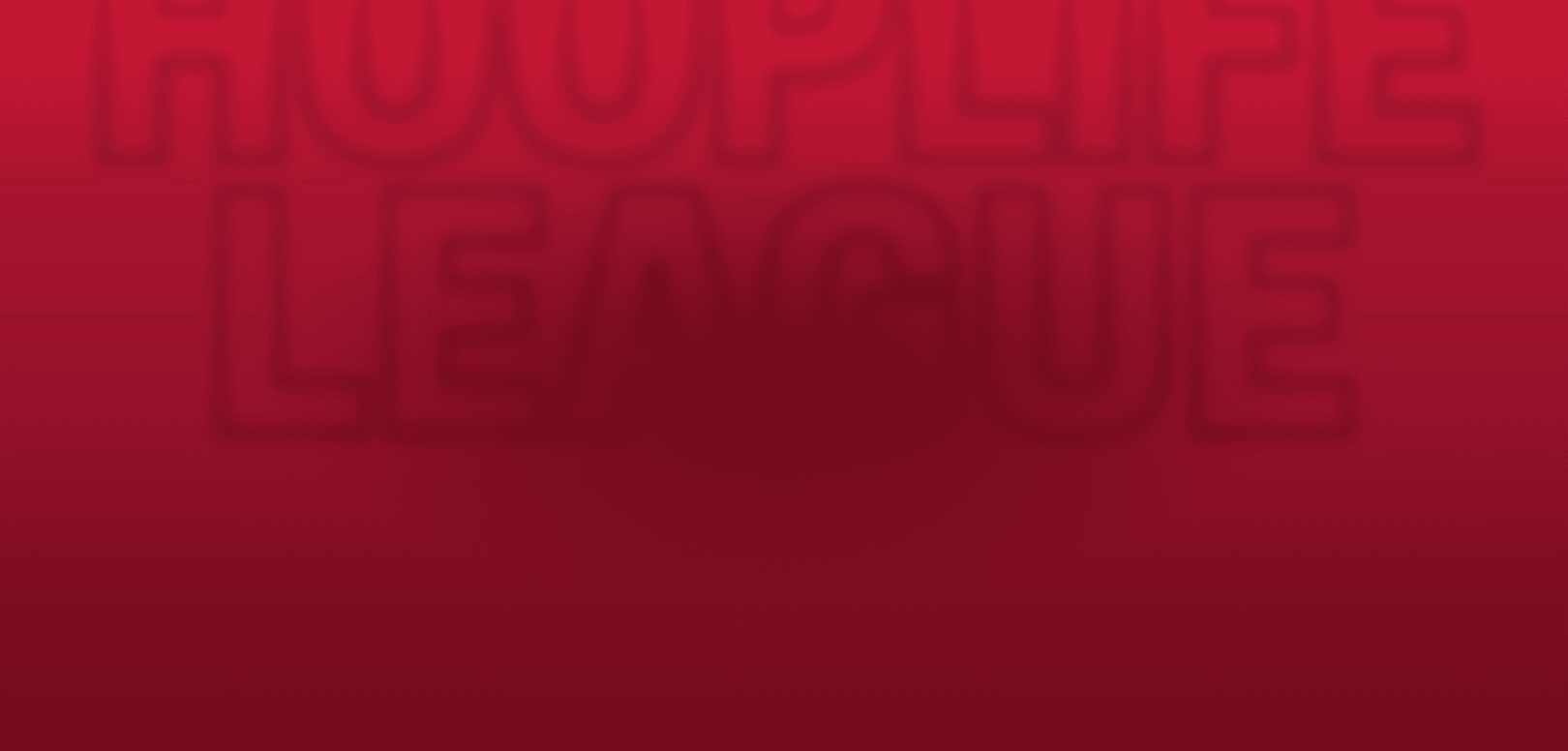 Large outlined text spelling 'HoopLife League' on a red gradient background.