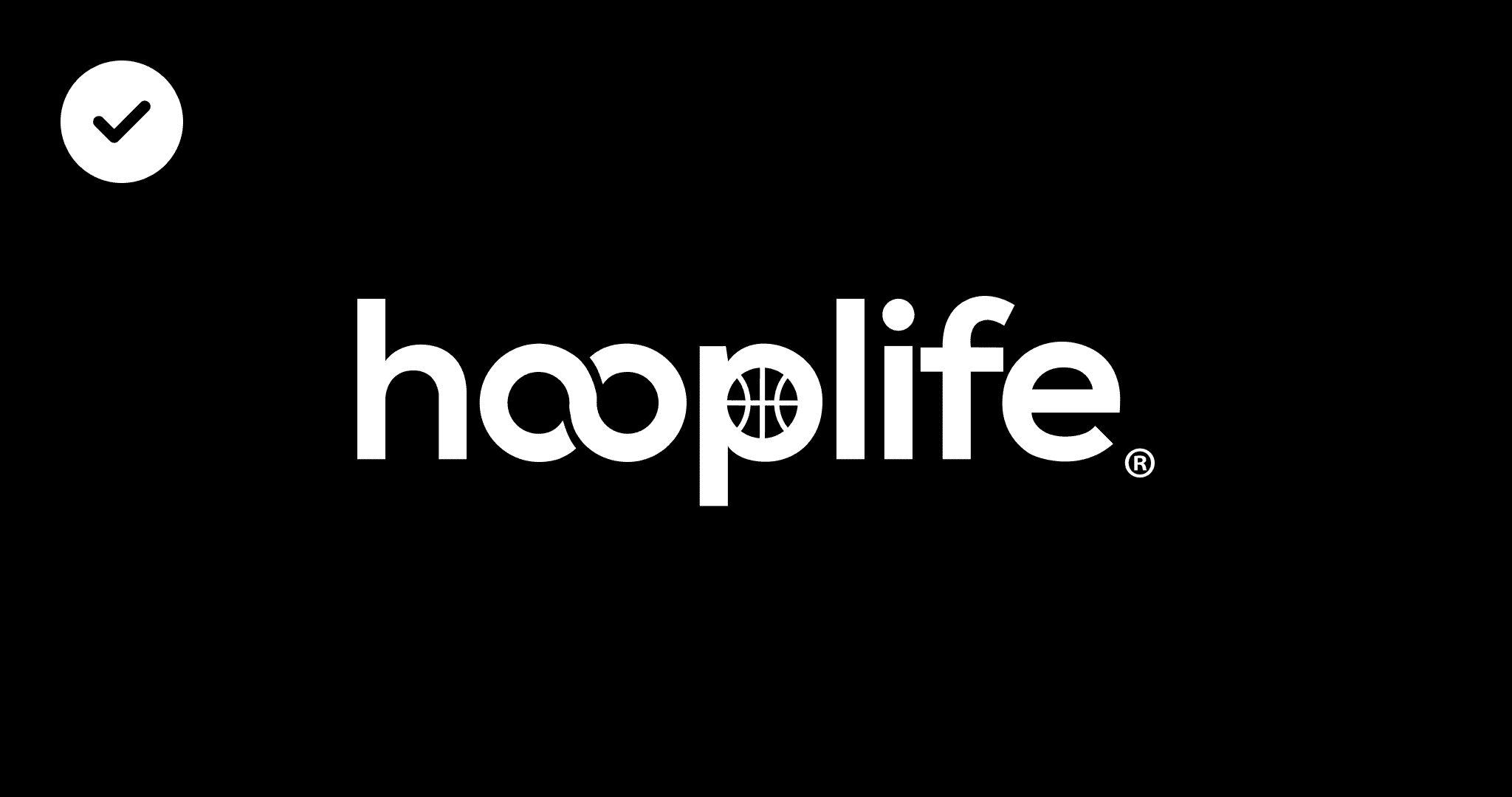 White HoopLife logo on a black background
