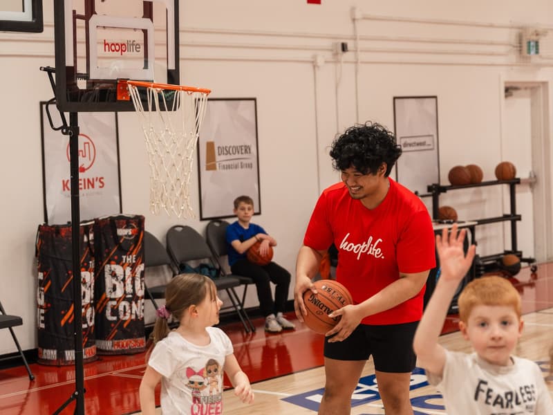 A HoopLife coach with the Young Stars class, ages 3-6