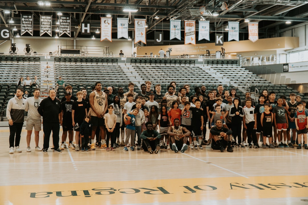 Kids at a HoopLife partnership youth event at the University of Regina