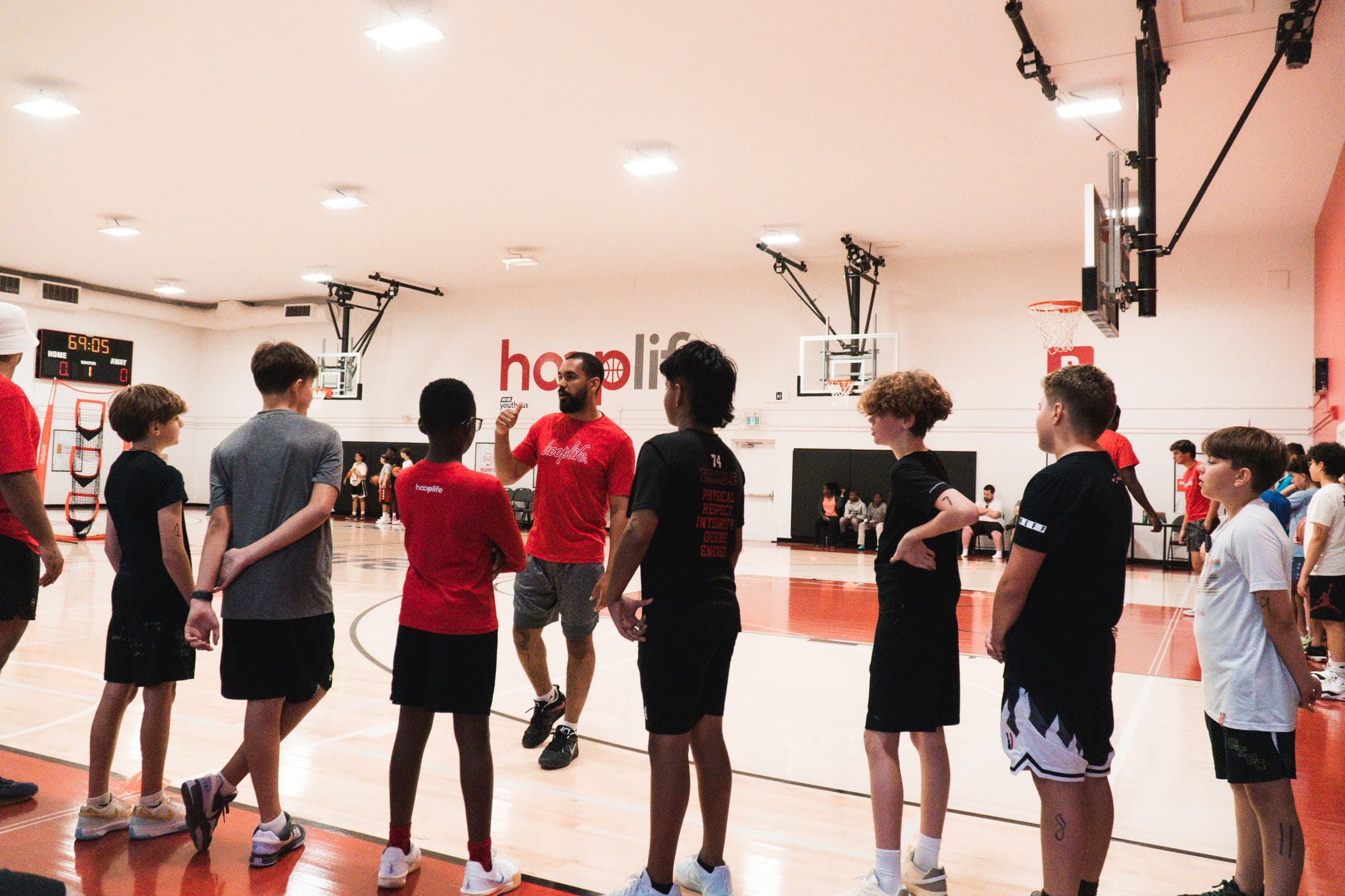 A busy weekly session on the court at the HoopLife Centre in Regina