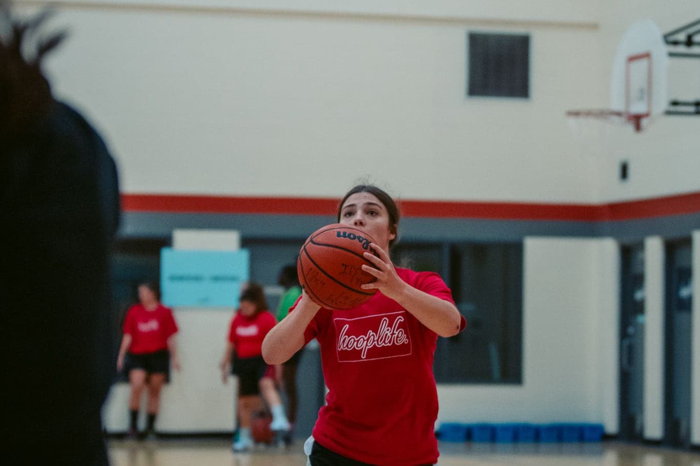 A player lining up a shot during a session at HoopLife in Regina