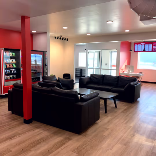 The lounge seating area at the HoopLife Centre